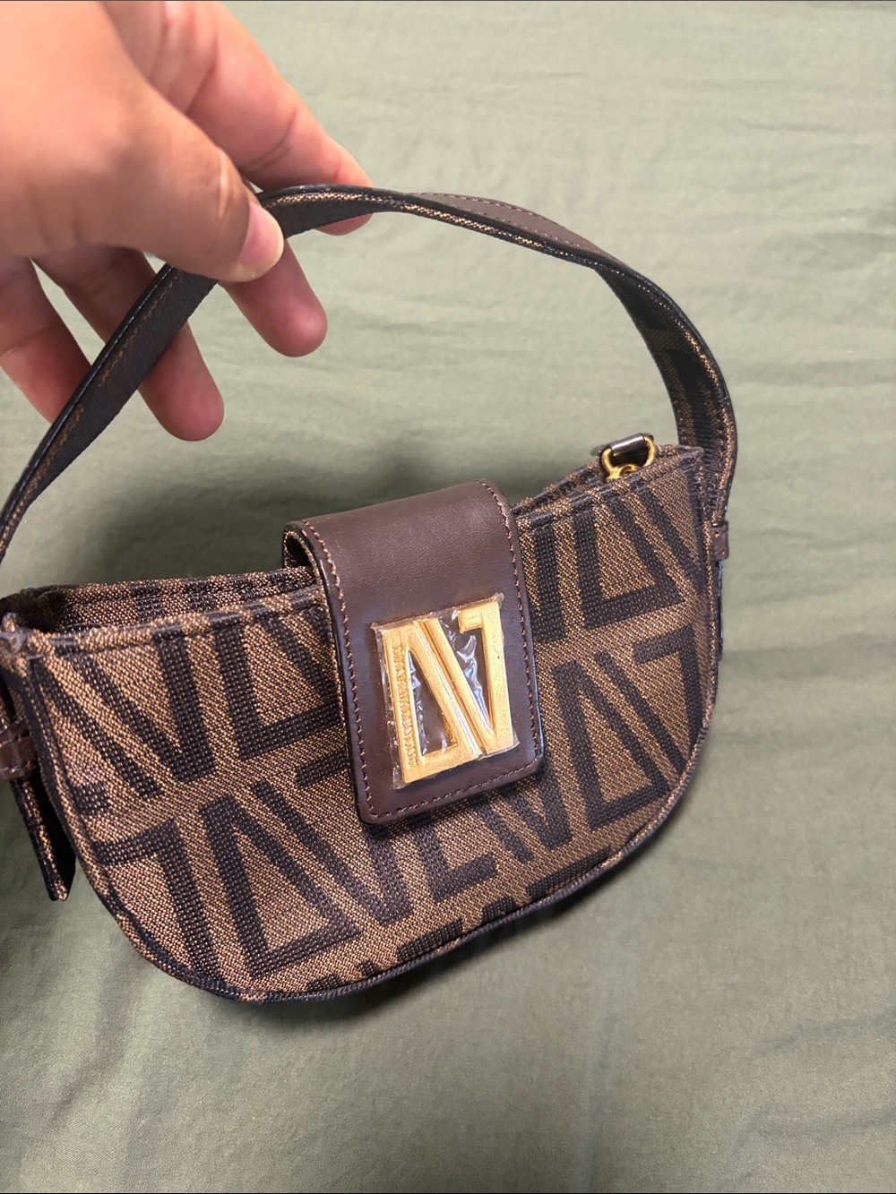 Valentino Garavani Brown and Black Mini Shoulder Bag with Gold Hardware